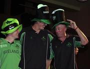 17 March 2007; Ireland's Jeremy Bray, right, Boyd Rankin, centre, and Eoin Morgan during a reception for the Ireland cricket team at the Sunset Jamaica Grande Hotel to celebrate St. Patrick's Day, Ocho Rios, Jamaica. Picture credit: Pat Murphy / SPORTSFILE