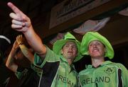 17 March 2007; Ireland's William Porterfield and Eoin Morgan, right, during a reception for the Ireland cricket team at the Sunset Jamaica Grande Hotel to celebrate St. Patrick's Day, Ocho Rios, Jamaica. Picture credit: Pat Murphy / SPORTSFILE