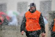 18 March 2007; Down manager Gerard Coulter has trouble seeing during a hail and snow storm. Down v Cork, Allianz National Hurling League, Division 1A, Round 3, Ballygalget, Co. Down. Picture credit: Oliver McVeigh / SPORTSFILE