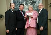 20 March 2007; Tralee man Edward Stephenson, 2nd from left, General Manager, Jury's Croke Park Hotel, presents the Irish Independent Sportstar of the Week Award to Eileen and Mike Quirke, from Tralee, Co. Kerry, on behalf of their son Micheal, in the company of Sean Kelly, Executive Director, Irish Institute of Sport. Jury's Croke Park Hotel, Dublin. Picture credit: Brendan Moran / SPORTSFILE