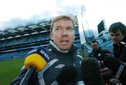 20 March 2007; Republic of Ireland manager Steve Staunton during a pitch side press conference at the end of  squad training. Croke Park, Dublin. Picture credit: David Maher / SPORTSFILE