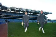 20 March 2007; Republic of Ireland's Robbie Keane and Richard Dunne at the end of squad training. Croke Park, Dublin. Picture credit: David Maher / SPORTSFILE