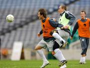 21 March 2007; Republic of Ireland's Anthony Stokes in action against Richard Dunne during squad training. Croke Park, Dublin. Picture credit: David Maher / SPORTSFILE