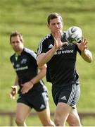 30 September 2014; Munster's Denis Hurley, supported by team-mate Andrew Smith, in action during squad training ahead of their Guinness PRO12, Round 5, match against Leinster on Saturday. Munster Rugby Squad Training, University of Limerick, Limerick. Picture credit: Diarmuid Greene / SPORTSFILE