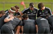 30 September 2014; Munster players in a huddle during squad training ahead of their Guinness PRO12, Round 5, match against Leinster on Saturday. Munster Rugby Squad Training, University of Limerick, Limerick. Picture credit: Diarmuid Greene / SPORTSFILE