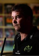 30 September 2014; Munster head coach Anthony Foley speaking during a press conference ahead of their Guinness PRO12, Round 5, match against Leinster on Saturday. Munster Rugby Press Conference, University of Limerick, Limerick. Picture credit: Diarmuid Greene / SPORTSFILE