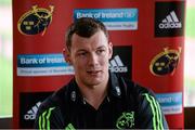 30 September 2014; Munster's Robin Copeland speaking during a press conference ahead of their Guinness PRO12, Round 5, match against Leinster on Saturday. Munster Rugby Press Conference, University of Limerick, Limerick. Picture credit: Diarmuid Greene / SPORTSFILE