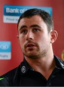 30 September 2014; Munster's Felix Jones speaking during a press conference ahead of their Guinness PRO12, Round 5, match against Leinster on Saturday. Munster Rugby Press Conference, University of Limerick, Limerick. Picture credit: Diarmuid Greene / SPORTSFILE