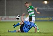 30 September 2014; Simon Madden, Shamrock Rovers, in action against Sean Coyne, UCD. SSE Airtricity League Premier Division, Shamrock Rovers v UCD. Tallaght Stadium, Tallaght, Co. Dublin. Picture credit: Barry Cregg / SPORTSFILE