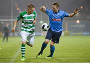 30 September 2014; Simon Madden, Shamrock Rovers, in action against Ian Ryan, UCD. SSE Airtricity League Premier Division, Shamrock Rovers v UCD. Tallaght Stadium, Tallaght, Co. Dublin. Picture credit: Barry Cregg / SPORTSFILE