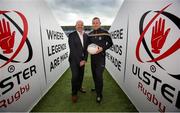 1 October 2014; Anto Finnegan and Paddy Cunningham, during the launch of Game for Anto: Tackling MND Together, a game between an All-Star Ulster Select and Dublin to be played at the Kingspan Stadium, Ravenhill Park, Belfast. Picture credit: John Dickson / SPORTSFILE