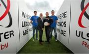 1 October 2014; Aaron Findon, Armagh, Anto Finnegan, Paddy Cunningham, Antrim and Rory Baggan, Monaghan. In attendance at the launch of Game for Anto: Tackling MND Together, a game between an All-Star Ulster Select and Dublin to be played at the Kingspan Stadium, Ravenhill Park, Belfast. Picture credit: John Dickson / SPORTSFILE