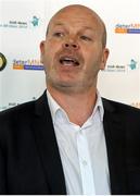 1 October 2014; Anto Finengan speaks during the launch of Game for Anto: Tackling MND Together, a game between an All-Star Ulster Select and Dublin to be played at the Kingspan Stadium, Ravenhill Park, Belfast. Picture credit: John Dickson / SPORTSFILE