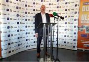 1 October 2014; Anto Finengan speaks during the launch of Game for Anto: Tackling MND Together, a game between an All-Star Ulster Select and Dublin to be played at the Kingspan Stadium, Ravenhill Park, Belfast. Picture credit: John Dickson / SPORTSFILE