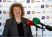 1 October 2014; NI Sports Minister, Caral Ni Chuilin, speaks at the launch of Game for Anto: Tackling MND Together, a game between an All-Star Ulster Select and Dublin to be played at the Kingspan Stadium, Ravenhill Park, Belfast. Picture credit: John Dickson / SPORTSFILE