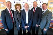 1 October 2014; Brian McEniff, Caral Ni Chuilin, Sports Minister, Anto Finnegan, Shane Logan and Jim Gavin, Dublin manager in attendance at the launch of Game for Anto: Tackling MND Together, a game between an All-Star Ulster Select and Dublin to be played at the Kingspan Stadium, Ravenhill Park, Belfast. Picture credit: John Dickson / SPORTSFILE