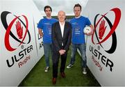 1 October 2014; Aaron Findon, Armagh, Anto Finnegan and Rory Baggan, Monaghan. In attendance at the launch of Game for Anto: Tackling MND Together, a game between an All-Star Ulster Select and Dublin to be played at the Kingspan Stadium, Ravenhill Park, Belfast. Picture credit: John Dickson / SPORTSFILE