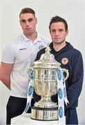 1 October 2014; Pictured ahead of the 2014 FAI Cup Semi-Final fixtures was Conor Winn, Finn Harps goalkeeper, and  Brendan Clarke, St.Patrick's Athletic goalkeeper. Ford are calling on all Irish football fans to vote for their “New Focus Man of the Round” at facebook.com/FordIreland after each round of this year’s FAI Cup. Every person who votes will be entered into a draw for some fantastic prizes including fuel vouchers and a HD 3DTV. Ford FAI Cup Semi-Final Press Conference, Wilson Hartnell Offices, Dublin & RHA Gallery. Picture credit: David Maher / SPORTSFILE