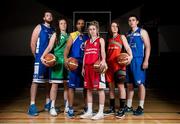 1 October 2014; In attendance at the launch of the Basketball Ireland 2014/2015 Season, from left, Keelan Cairns, Belfast Star, Aine O'Connor, Liffey Celtics, Matt Hall, UL Eagles, Megan O'Leary, Singleton Supervalu Brunell, Mimi Clarke, Killester and Ciaran O'Sullivan, UCC Demons. As winter approaches, Ireland's most popular indoor sport officially launched its new season today. Basketball clubs from around the country gathered at the National Basketball Arena in Tallaght for the launch of the national league season for 2014/2015. All the action gets underway this Saturday as 32 teams across 4 divisions fight it out to be the best basketballers in the country. Women's Premier League and Cup Champions Team Montenotte get their account underway against Singleton Supervalu Brunell in a Cork derby while defending Men's Champions Killester are away to DCU Saints.The draw for the National Cups also took place today. Picture credit: Brendan Moran / SPORTSFILE