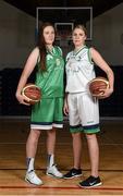 1 October 2014; Aine O'Connor, left, and Meagan Hoffman, Liffey Celtics Basketball Club, during the launch of the Basketball Ireland 2014/2015 Season. As winter approaches, Ireland’s most popular indoor sport officially launched its new season today. Basketball clubs from around the country gathered at the National Basketball Arena in Tallaght for the launch of the national league season for 2014/2015. All the action gets underway this Saturday as 32 teams across 4 divisions fight it out to be the best basketballers in the country. Women’s Premier League and Cup Champions Team Montenotte get their account underway against Singleton Supervalu Brunell in a Cork derby while defending Men’s Champions Killester are away to DCU Saints. The draw for the National Cups also took place today. National Basketball Arena, Tallaght, Dublin. Picture credit: Brendan Moran / SPORTSFILE