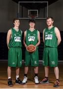1 October 2014; Rory Gilsen, left, Patrick Burke and Ian Burke, right, SSE Renewables Moycullen, during the launch of the Basketball Ireland 2014/2015 Season. As winter approaches, Ireland’s most popular indoor sport officially launched its new season today. Basketball clubs from around the country gathered at the National Basketball Arena in Tallaght for the launch of the national league season for 2014/2015. All the action gets underway this Saturday as 32 teams across 4 divisions fight it out to be the best basketballers in the country. Women’s Premier League and Cup Champions Team Montenotte get their account underway against Singleton Supervalu Brunell in a Cork derby while defending Men’s Champions Killester are away to DCU Saints. The draw for the National Cups also took place today. National Basketball Arena, Tallaght, Dublin. Picture credit: Brendan Moran / SPORTSFILE