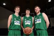 1 October 2014; Rory Gilsen, left, Patrick Burke and Ian Burke, right, SSE Renewables Moycullen, during the launch of the Basketball Ireland 2014/2015 Season. As winter approaches, Ireland’s most popular indoor sport officially launched its new season today. Basketball clubs from around the country gathered at the National Basketball Arena in Tallaght for the launch of the national league season for 2014/2015. All the action gets underway this Saturday as 32 teams across 4 divisions fight it out to be the best basketballers in the country. Women’s Premier League and Cup Champions Team Montenotte get their account underway against Singleton Supervalu Brunell in a Cork derby while defending Men’s Champions Killester are away to DCU Saints. The draw for the National Cups also took place today. National Basketball Arena, Tallaght, Dublin. Picture credit: Brendan Moran / SPORTSFILE