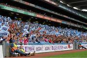28 September 2014; Dublin supporters cheer on their side during the TG4 All-Ireland Ladies Football Finals Day. Croke Park, Dublin. Picture credit: Brendan Moran / SPORTSFILE
