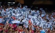 28 September 2014; Dublin supporters cheer on their side during the TG4 All-Ireland Ladies Football Finals Day. Croke Park, Dublin. Picture credit: Brendan Moran / SPORTSFILE
