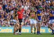 7 September 2014; Referee Barry Kelly awards a last-minute free to Tipperary, which was subsequently judged to be wide by Hawk Eye. GAA Hurling All Ireland Senior Championship Final, Kilkenny v Tipperary. Croke Park, Dublin. Picture credit: Pat Murphy / SPORTSFILE