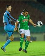 3 October 2014; Mark O'Sullivan, Cork City, in action against Alan McNally, Drogheda United. SSE Airtricity League, Premier Division, Cork City v Drogheda United. Turners Cross, Cork. Picture credit: Diarmuid Greene / SPORTSFILE
