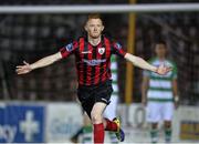 3 October 2014; Gary Shaw, Longford Town, celebrates after scoring his side's first goal. SSE Airtricity League, Premier Division, Longford Town v Shamrock Rovers. Calling Stadium, Longford. Picture credit: David Maher / SPORTSFILE