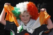 24 March 2007; Ireland supporter Mark O'Neill, aged 7, from Tallaght, Dublin, outside Croke Park before the 2008 European Championship Qualifier against Wales. Republic of Ireland v Wales, Croke Park, Dublin. Photo by Sportsfile