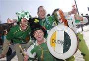 24 March 2007; Ireland supporters Brian Ganly, Damien Mullins, Paul Masterson and Darragh O'Reilly outside Croke Park before the 2008 European Championship Qualifier against Wales. Republic of Ireland v Wales, Croke Park, Dublin. Photo by Sportsfile