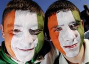 24 March 2007; Ireland supporters William Price and Robert Keogh, from Finglas, Dublin, outside Croke Park before the 2008 European Championship Qualifier against Wales. Republic of Ireland v Wales, Croke Park, Dublin. Photo by Sportsfile