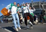 24 March 2007; Ireland supporters, l to r, Stephen Boyle, Shane Wilde, Dean Russell, and Stephen McNulty, from Dublin, outside Croke Park before the 2008 European Championship Qualifier against Wales. Republic of Ireland v Wales, Croke Park, Dublin. Picture credit: Brian Lawless / SPORTSFILE