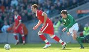 24 March 2007; James Collins, Wales, races clear of Kevin Kilbane, Republic of Ireland. 2008 European Championship Qualifier, Republic of Ireland v Wales, Croke Park, Dublin. Picture credit: Brian Lawless / SPORTSFILE