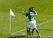 24 March 2007; The Republic of Ireland's Stephen Ireland celebrates with team-mate Robbie Keane after scoring the first goal. 2008 European Championship Qualifier, Republic of Ireland v Wales, Croke Park, Dublin. Photo by Sportsfile *** Local Caption ***