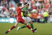 24 March 2007; Stephen Hunt, Republic of Ireland, in action against Samuel Ricketts, Wales. 2008 European Championship Qualifier, Republic of Ireland v Wales, Croke Park, Dublin. Picture credit: Matt Browne / SPORTSFILE
