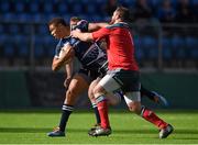 4 October 2014; Adam Byrne, Leinster A, is tackled by Alan Cotter, Munster A. Interprovincial, Leinster A v Munster A. Donnybrook Stadium, Donnybrook, Dublin. Picture credit: Stephen McCarthy / SPORTSFILE