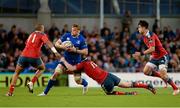 4 October 2014; Jamie Heaslip, Leinster, is tackled by Denis Hurley, right, and Simon Zebo, Munster. Guinness PRO12, Round 5, Leinster v Munster. Aviva Stadium, Lansdowne Road, Dublin. Picture credit: Dáire Brennan / SPORTSFILE