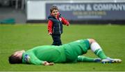 5 October 2014; St Patrick's Athletic goalkeeper Brendan Clarke and his two year old son Zac after the game. FAI Ford Cup, Semi-Final, St Patrick’s Athletic v Finn Harps. Richmond Park, Dublin. Picture credit: David Maher / SPORTSFILE