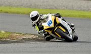 4 October 2014; Jamie Patterson, Suzuki, on his way to winning Supersport race 1 during the Adelaide Masters Series final round. Mondello Park, Newbridge, Co. Kildare. Picture credit: Barry Cregg / SPORTSFILE