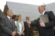 22 March 2007; John O'Donoghue, T.D., Minister for Arts, Sport and Tourism, with from left, Dr. Brendan Buckley, Chairperson of the Anti-Doping Committee, Dr. Una May, Programme Manager, and John Treacy, Chief Executive of the Irish Sports Council, at the launch of the Anti-Doping Annual Report for 2006 by the Irish Sports Council. Conrad Hotel, Earlsfort Terrace, Dublin. Picture credit: Matt Browne / SPORTSFILE