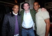 23 March 2007; Former Republic of Ireland Internationals, from left to right, Curtis Fleming, Keith O'Neill and Phil Babb attend an International dinner hosted by the Football Association of Ireland. Burlington Hotel, Dublin. Picture credit: David Maher / SPORTSFILE