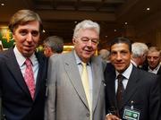 23 March 2007; FAI chief Executive John Delaney, left, with his father Joe, and Chris Hughton, attend an International dinner hosted by the Football Association of Ireland. Burlington Hotel, Dublin. Picture credit: David Maher / SPORTSFILE