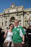 16 March 2007; Ireland rugby fans Ian and Julie Mussen, from Belfast, show their support ahead of RBS Six Nations game between Ireland and Italy. Rome, Italy. Picture credit: Brendan Moran / SPORTSFILE