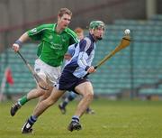 25 March 2007; John Kelly, Dublin, in action against Paudie O'Dwyer, Limerick. Allianz National Hurling League, Division 1B, Round 4, Limerick v Dublin, Gaelic Grounds, Limerick. Picture credit: Kieran Clancy / SPORTSFILE
