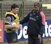 26 March 2007; Flanker Denis Leamy with assistant coach Jim Williams during Munster rugby squad training. Musgrave Park, Co. Cork. Picture credit: Brendan Moran / SPORTSFILE