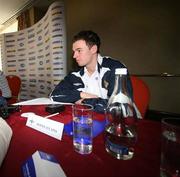 26 March 2007; Northern Ireland's Johnny Evans at a press conference ahead of their European Championship Qualifier game against Sweden. Hilton Hotel, Templepatrick, Co. Antrim. Picture credit: Russell Pritchard / SPORTSFILE