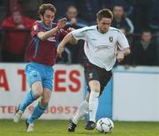 26 March 2007; Michael Ward, Glentoran, in action against Aiden O'Keefe, Drogheda United. Setanta Cup Group 1, Drogheda United v Glentoran, United Park, Drogheda, Co. Louth. Photo by Sportsfile